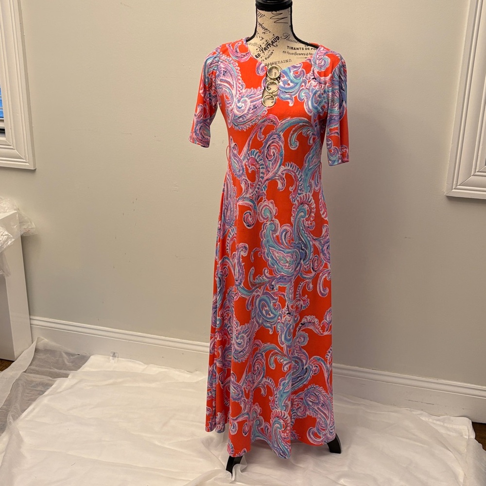 MSK Red and Purple Paisley Midi Dress